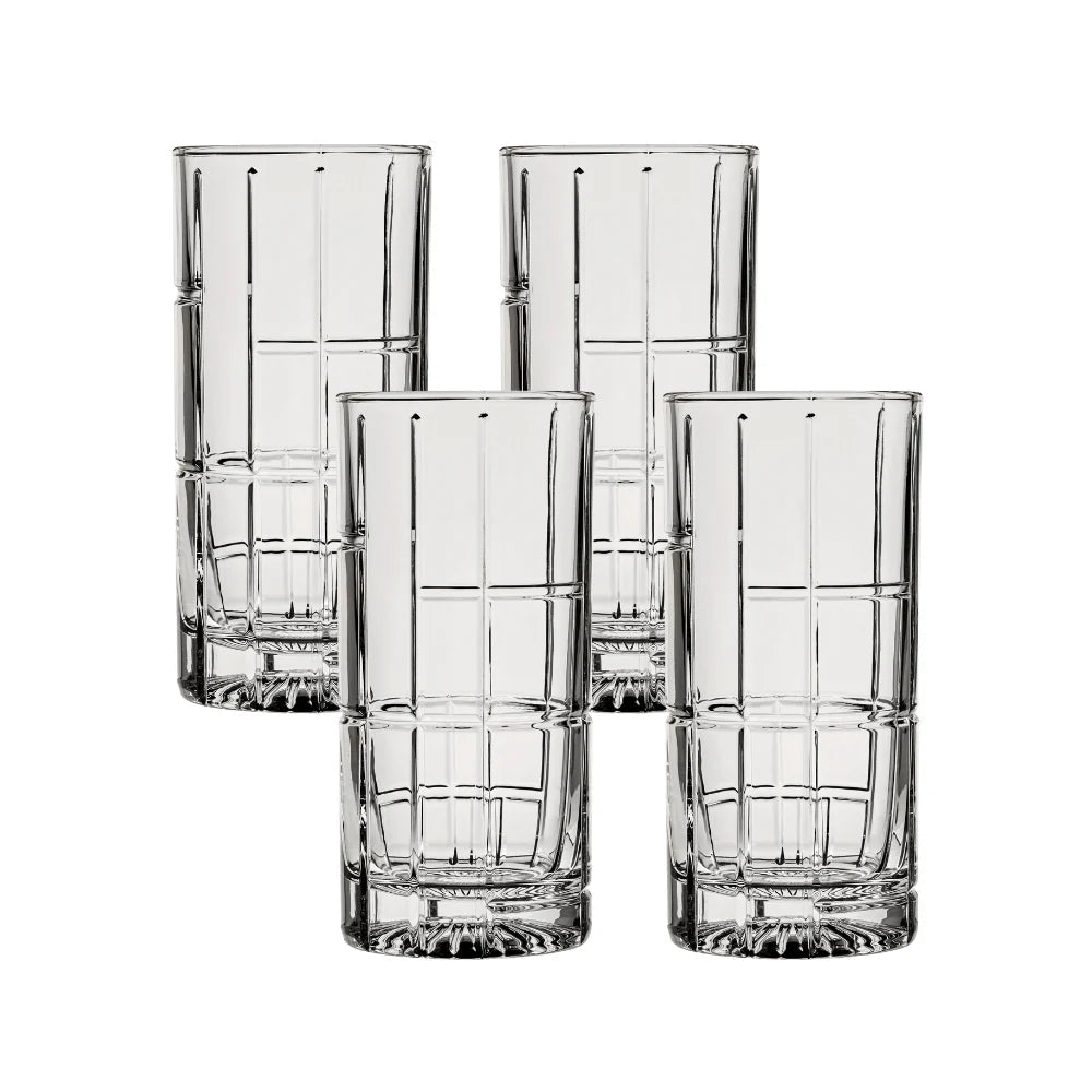 Ocean Glass Traze FTR Highball Glasses (4-Pieces), 12-ounce, Dishwasher Safe image 0