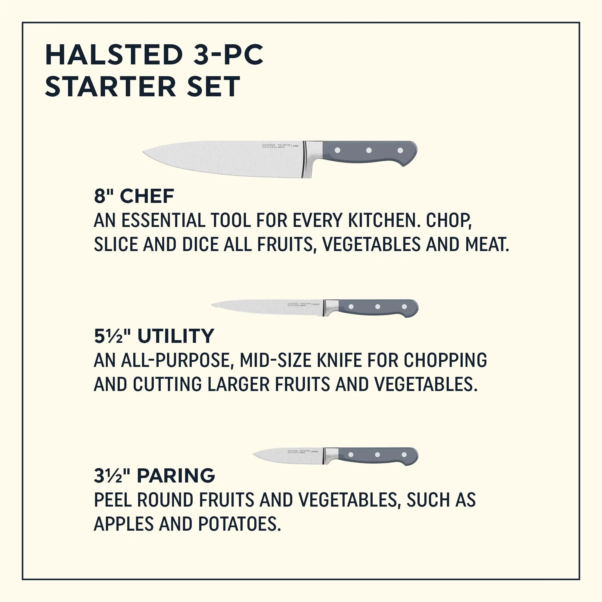 Chicago Cutlery® Halsted 3-piece Knife Set image 1