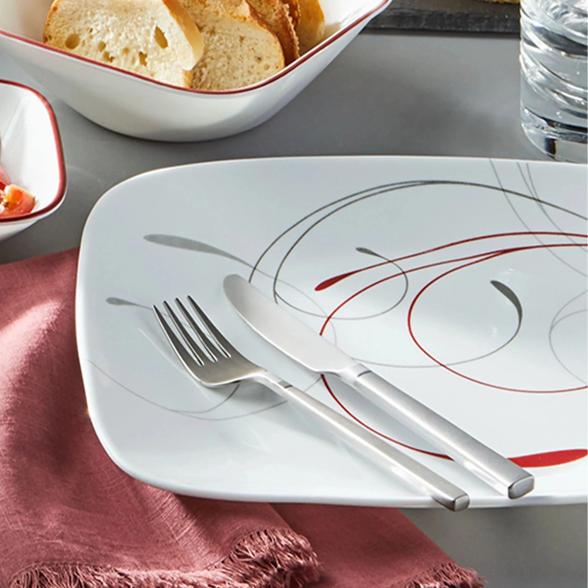 Corelle® Square Splendor 12-piece Dinnerware Set with Appetizer Plates, Service for 4 image 2