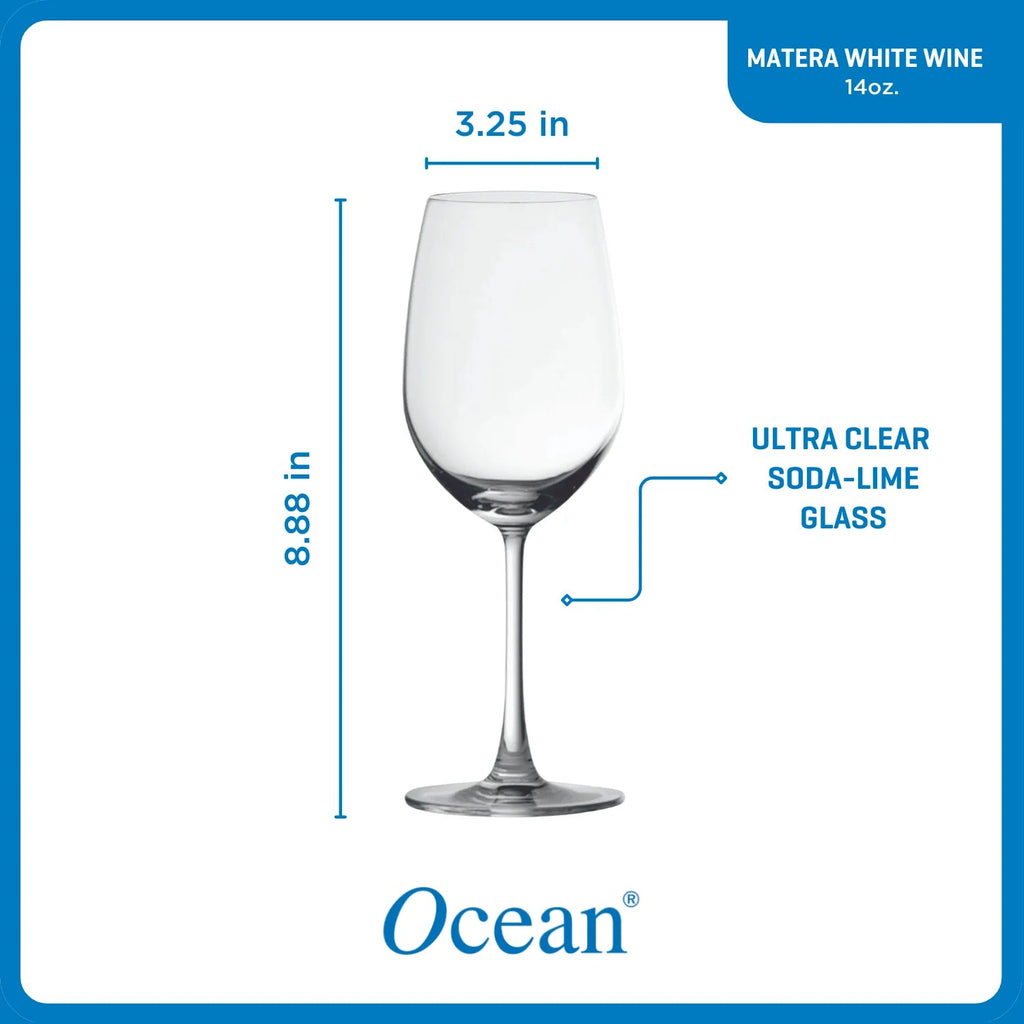 Ocean Glass Matera White Wine Glasses (4-Pieces), 14-ounce, dishwasher safe image 4