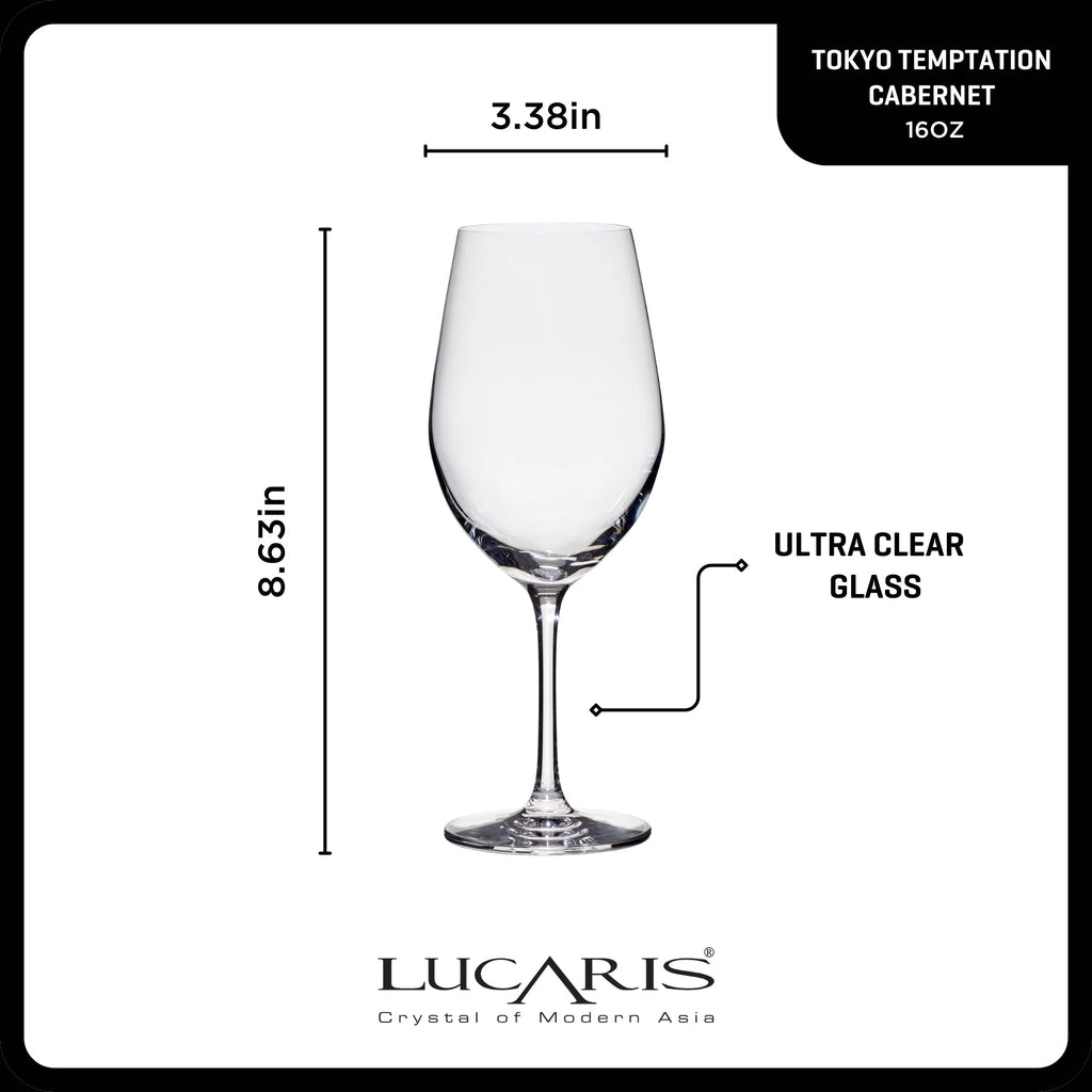 Lucaris Tokyo Temptation Cabernet Glasses (4-Pieces), 16-ounce, Dishwasher Safe, Lead-free Crystalline image 4