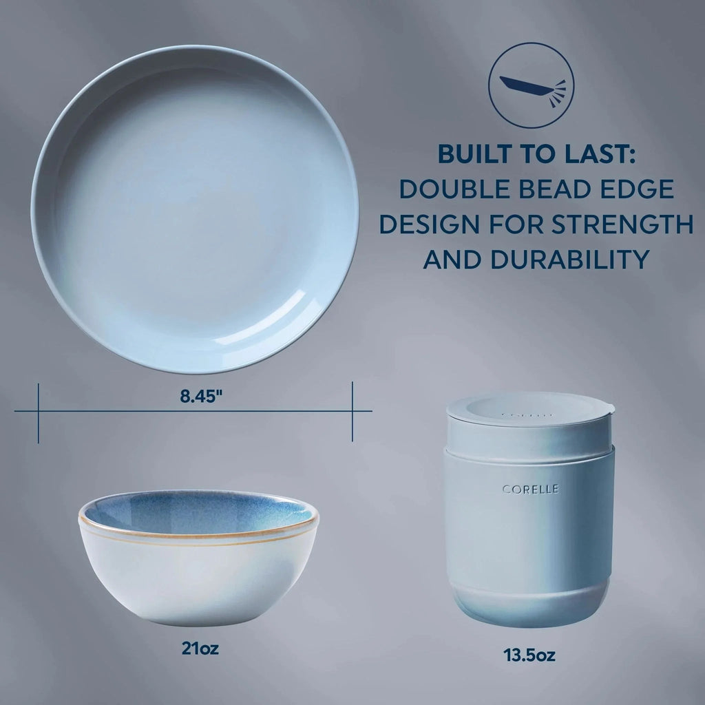 Corelle® Stoneware 16-piece Dinnerware Set, Service for 4, Nordic Blue image 2