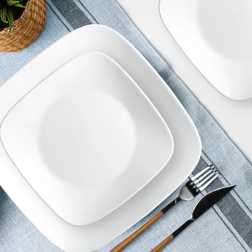 Corelle® Square™ Pure White 12-piece Dinnerware Set with Appetizer Plates, Service for 4 image 2