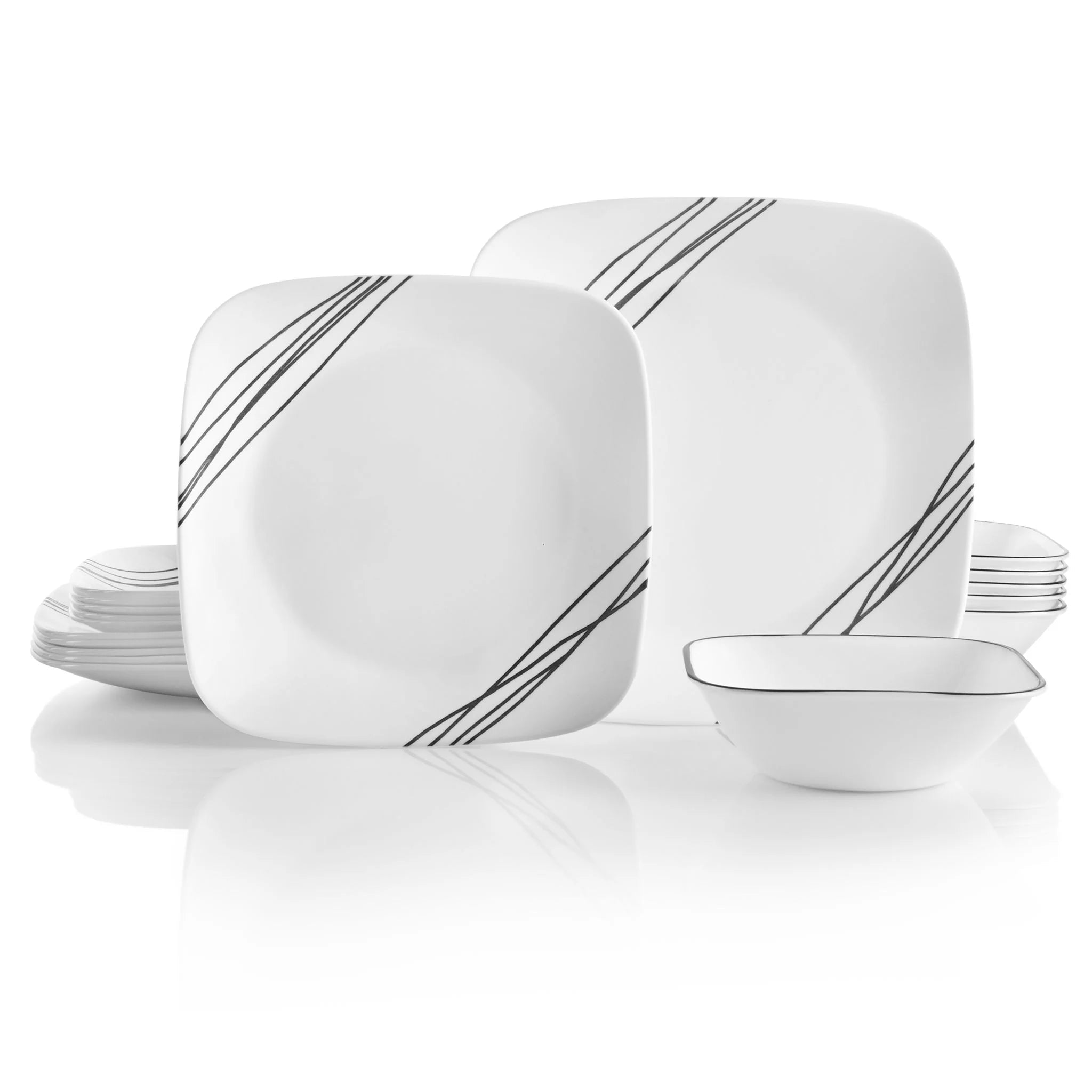 Corelle® Square Simple Sketch 18-piece Dinnerware Set, Service for 6 image 3