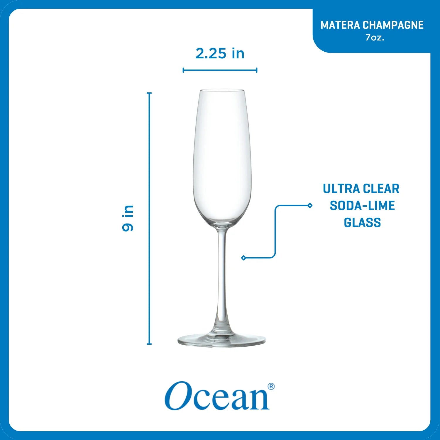 Ocean Glass Matera Champagne Flutes (4-Pieces), 7-ounce, dishwasher safe image 5