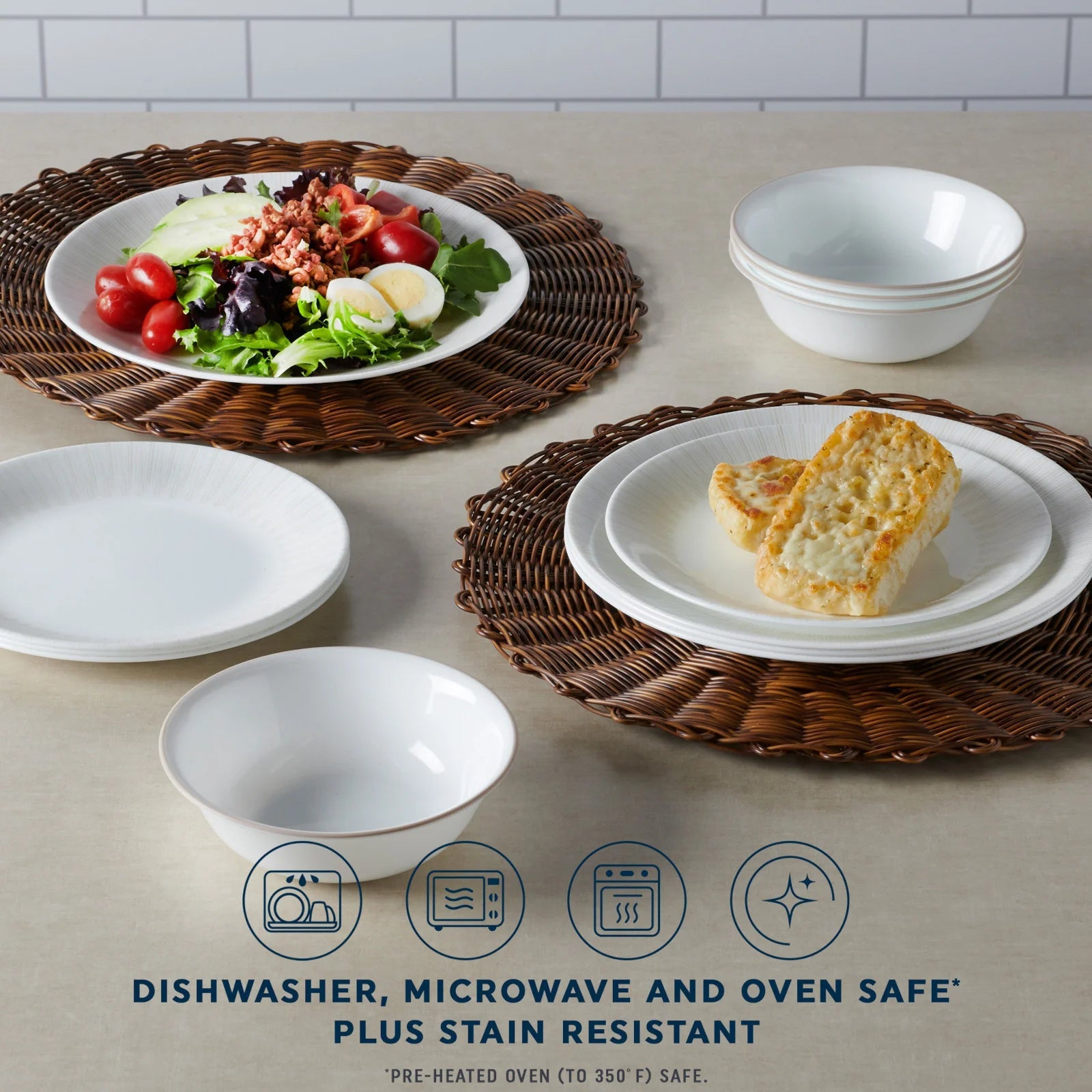 Corelle® Hushed Lines 12-piece Dinnerware Set, Service for 4 image 3