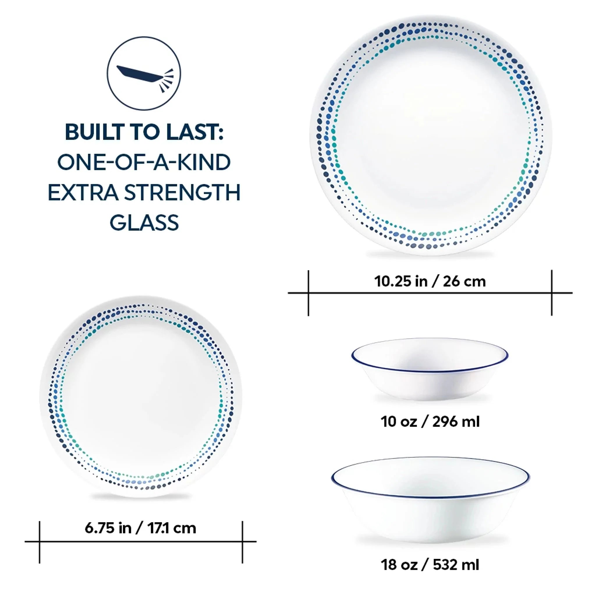 Corelle® Ocean Blues 16-piece Mugless Dinnerware Set, Service of 4 image 2