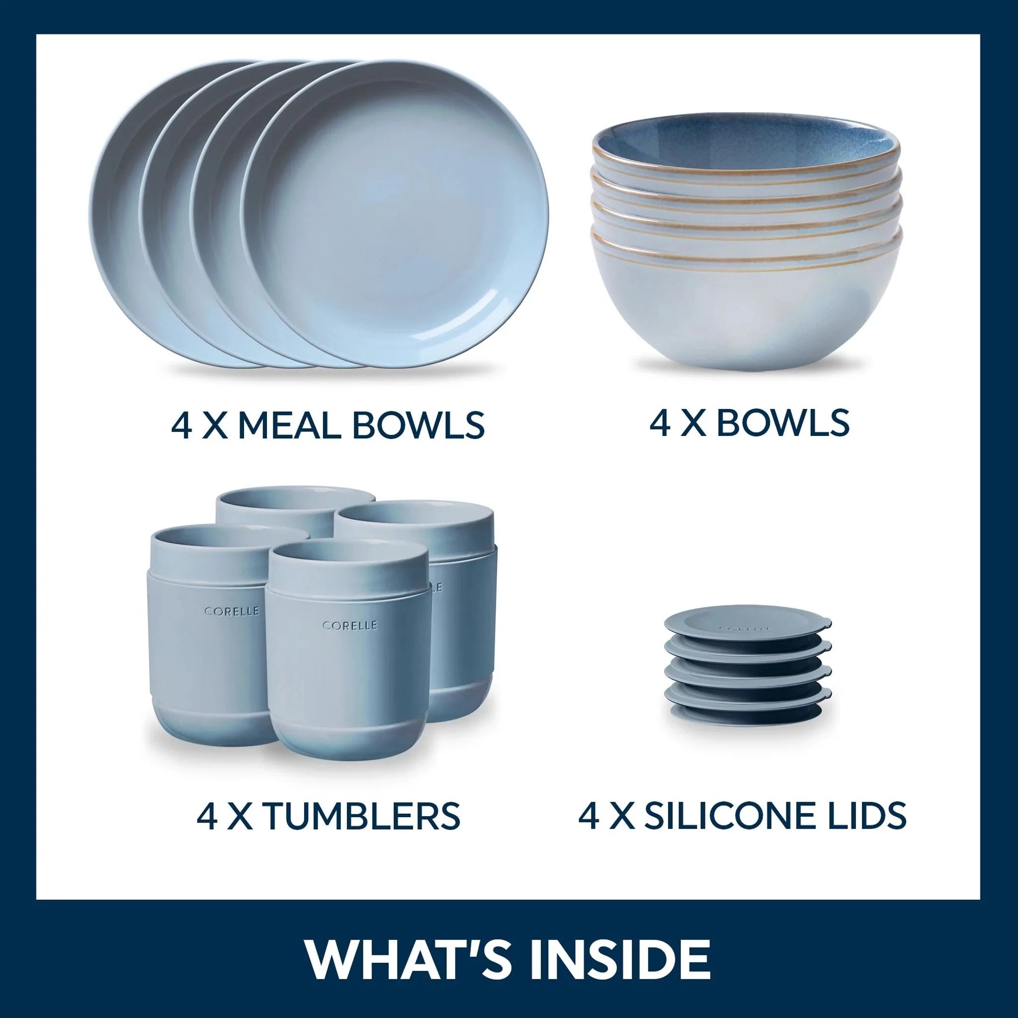 Corelle® Stoneware 16-piece Dinnerware Set, Service for 4, Nordic Blue image 1